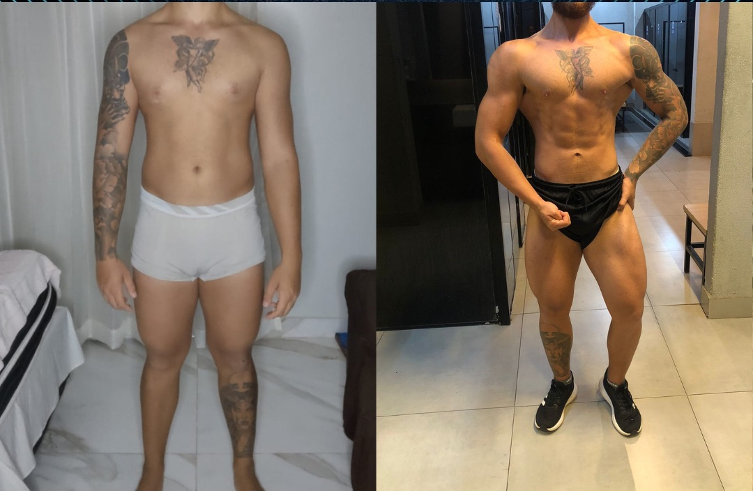 Transformação corporal — aluno 3